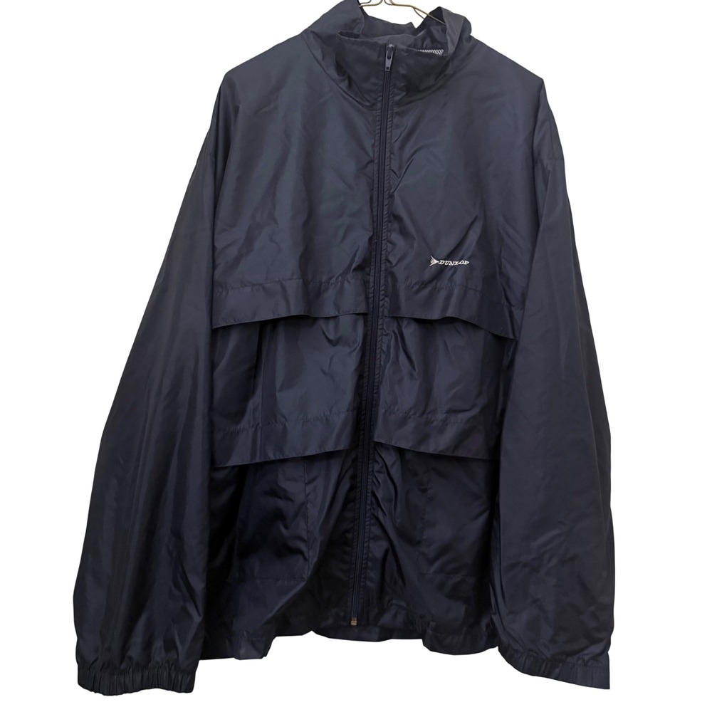 Dunlop Mens Navy Blue Rain Suit 2 Piece Set Jacket and Pants XL Nylon Mesh Lined